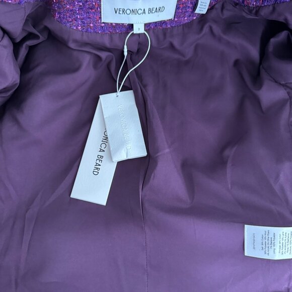 Veronica Beard Bentley Double Breasted Tweed Jacket Size 2 Aubergine NWT CJ-2131 - Picture 8 of 16